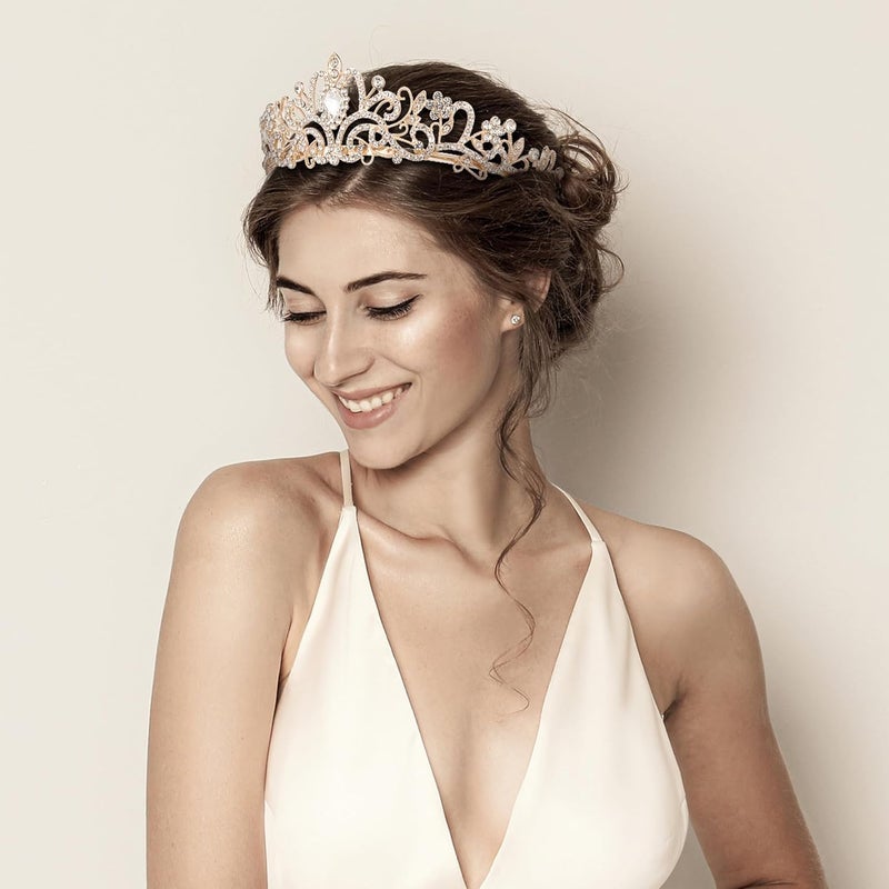 AXX Princess Crown for Women, Crystal Queen Tiaras for Girls Bridal Hair Accessories Gifts for Birthday Wedding Prom, Bridal Party, Pageant, Halloween Christmas Costume - Image 2